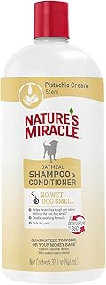 Nature’s Miracle Oatmeal Shampoo & Conditioner, 946ml, No Wet Dog Smell, Gentle Formula, Locked in Moisture, Pistachio Cre...