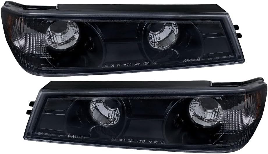 Black/Smoke Corner Lights Signal Lamps Heavy Duty ABS Plastic Housing/Polycarbonate Lens Front Left Right 21998035 GM2520189 21998034