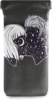 susiyo Outer Space Boho Glasses Case Portable Microfiber PU Leather Soft Sunglasses Bag Eyeglasses Pouch Holder Squeeze Top for Women Men