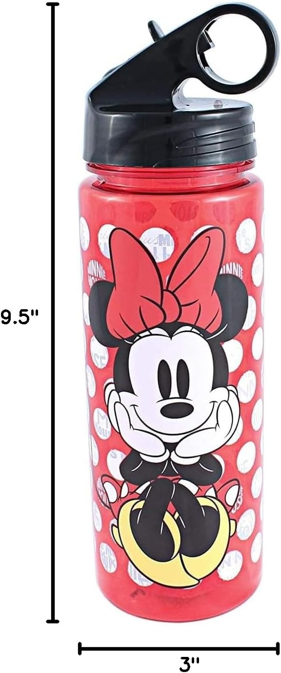 Silver Buffalo Disney Minnie Mouse Water Bottle With Flip-Up Straw | BPA-Free Plastic Sports Jug | Holds 20 Ounces - Image 10
