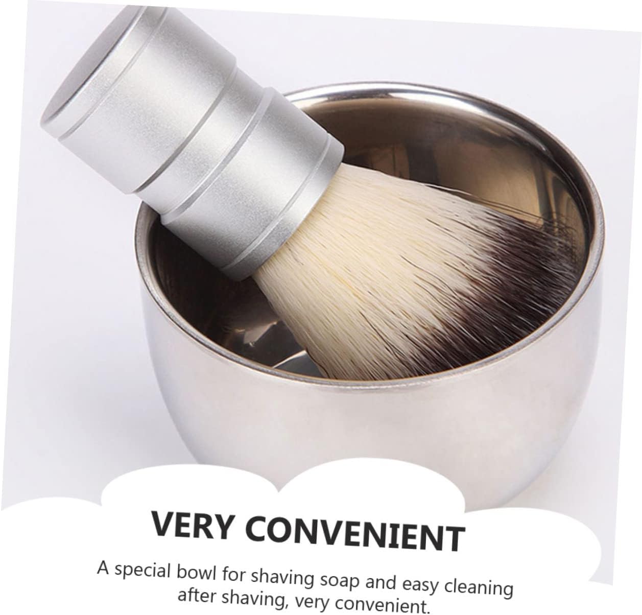 Men's Shaving Bowl Stainless Steel Brush Bowl for Shaving Foam Soap Smooth Edges