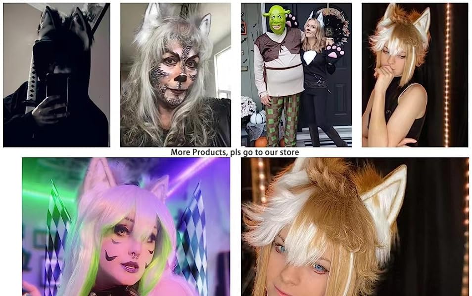 Agymo Handmade Blue Wolf Ears headband,Animal ears headbands, cat fox ears, Costume Headwear Halloween costume accessory - Image 3