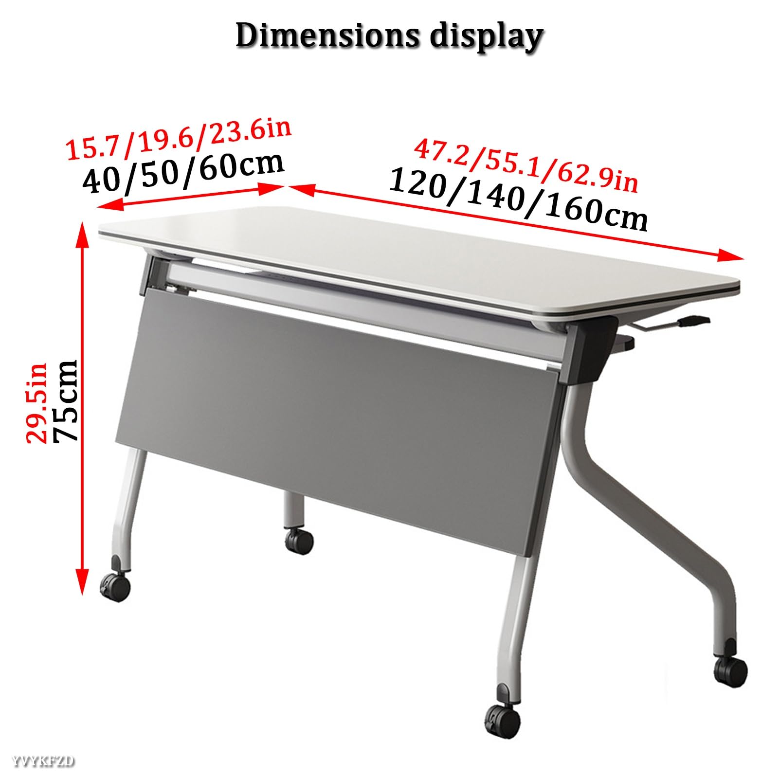Tragbarer, Klappbarer Konferenztisch mit Rollen, Einfach Aufzubauen, Mobiler, Rechteckiger Besprechungs- und Seminartisch, 160 X 40 X 75 cm, Ideal für Büro, Schule und Veranstaltungen