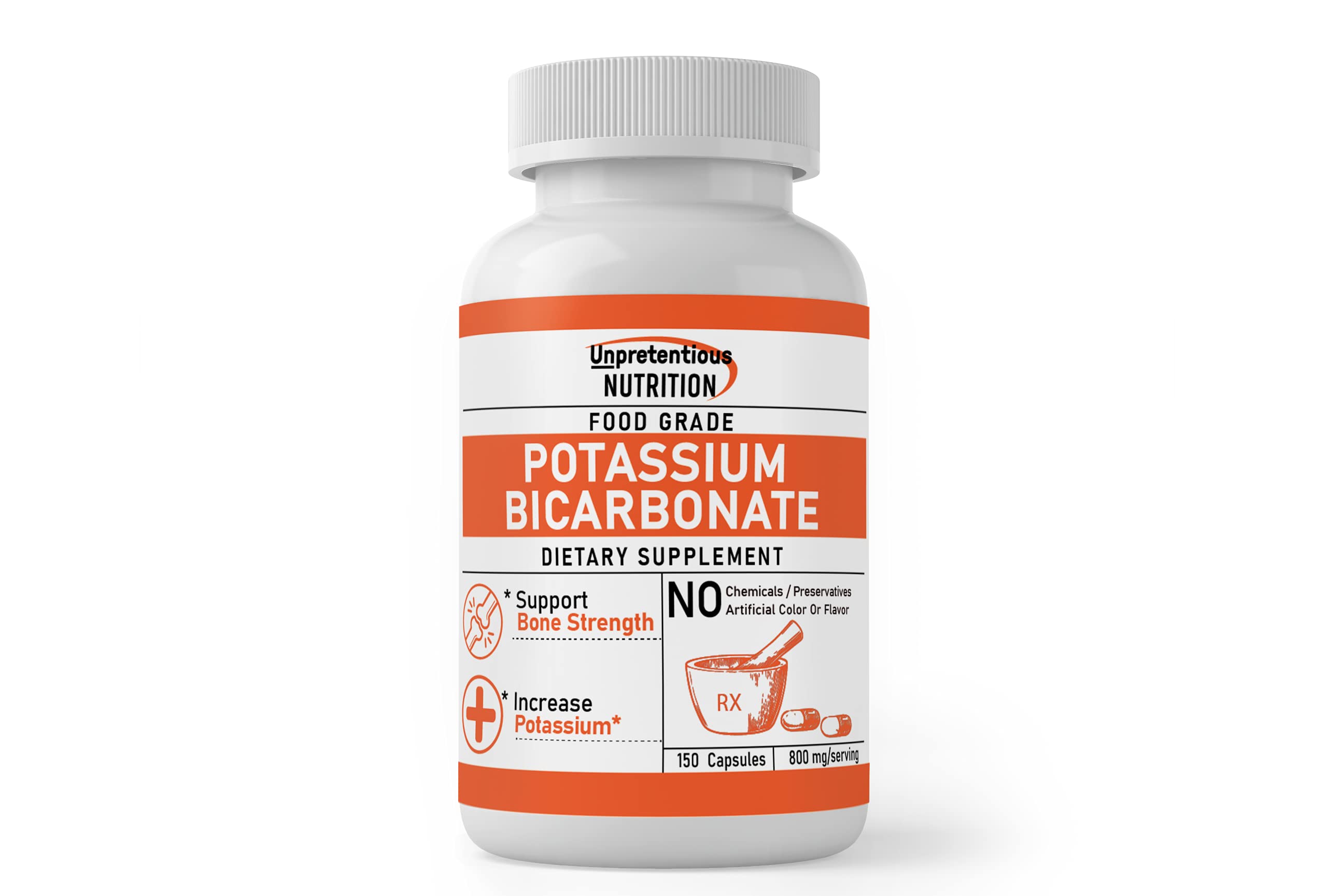 Potassium Bicarbonate Capsules (150 Capsules) High in Potassium, Food