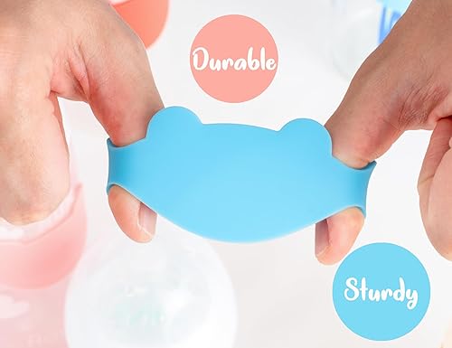 Miniatura 5 de Etiquetas de silicona para biberones para guardería, banda reutilizable para biberones para alimentos y leche materna, paquete de 6