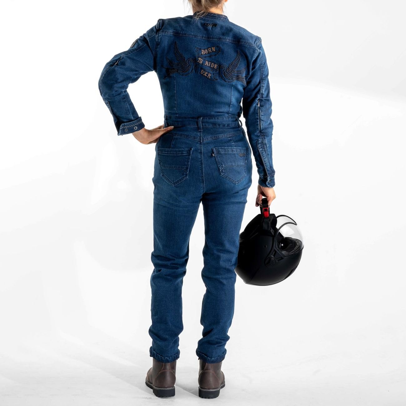 Mono para moto, certificado textil TRENDY para mujer, color azul
