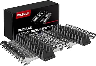 WAENLIR 24PCS Magnetic Modular Wrench Organizer Set-Tool Drawer Storage Rack with Metric&SAE Labels, Wrench Holder with Magnet, Perfect Tool Gift for Men, father, boyfriend, DIYers & Mechanics (Black)