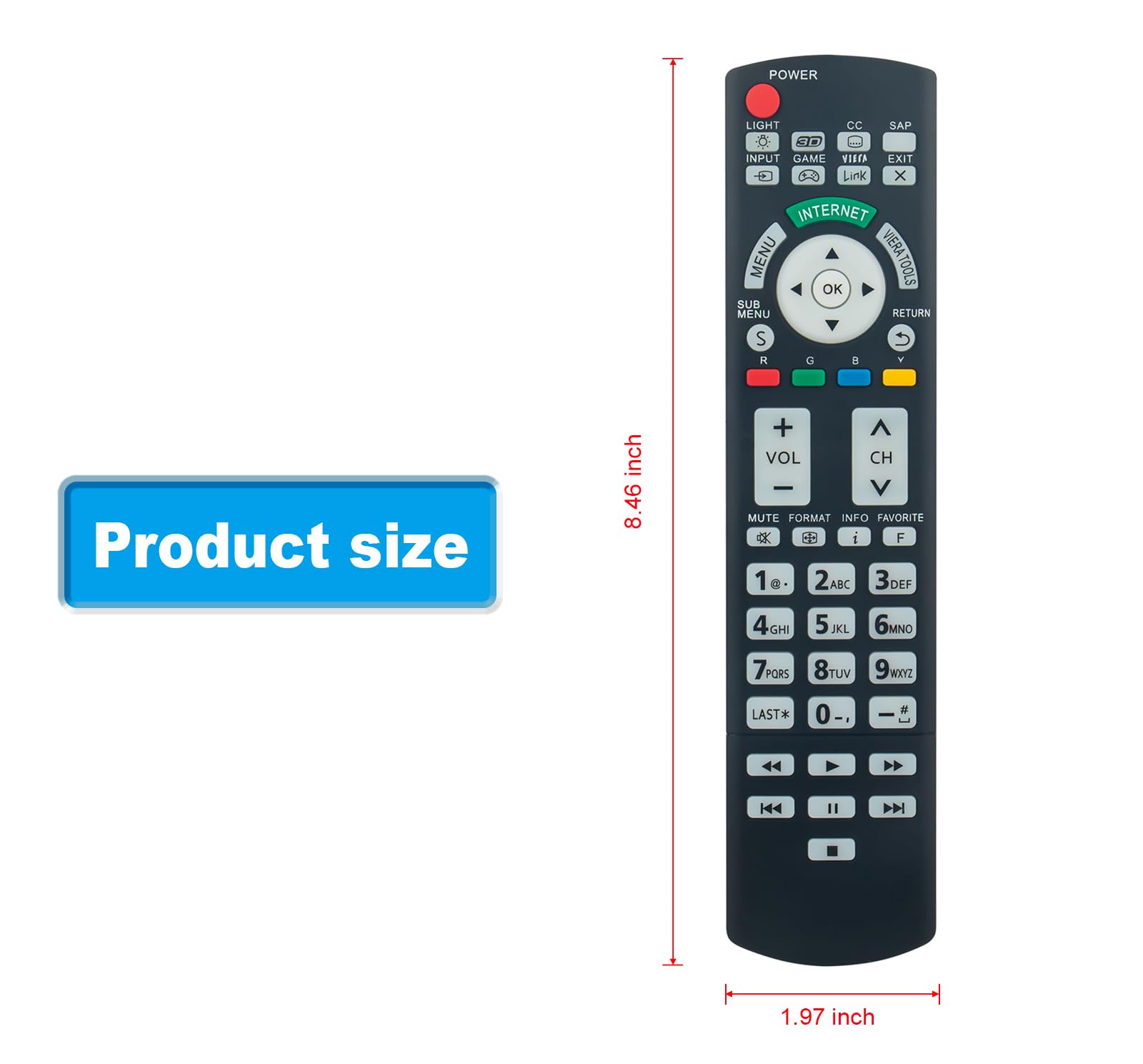 TCNOUMT N2QAYB000752 Telecomando di ricambio per Panasonic Viera LCD LED TV TX-32LX62F TX-32LX63F TV-P42XT50E TX-P46GT30E TX-P46GT30Y TX-P46GTF32 TX-P46GTF32J TX-P46GTN33 TX-P46GTS3 1