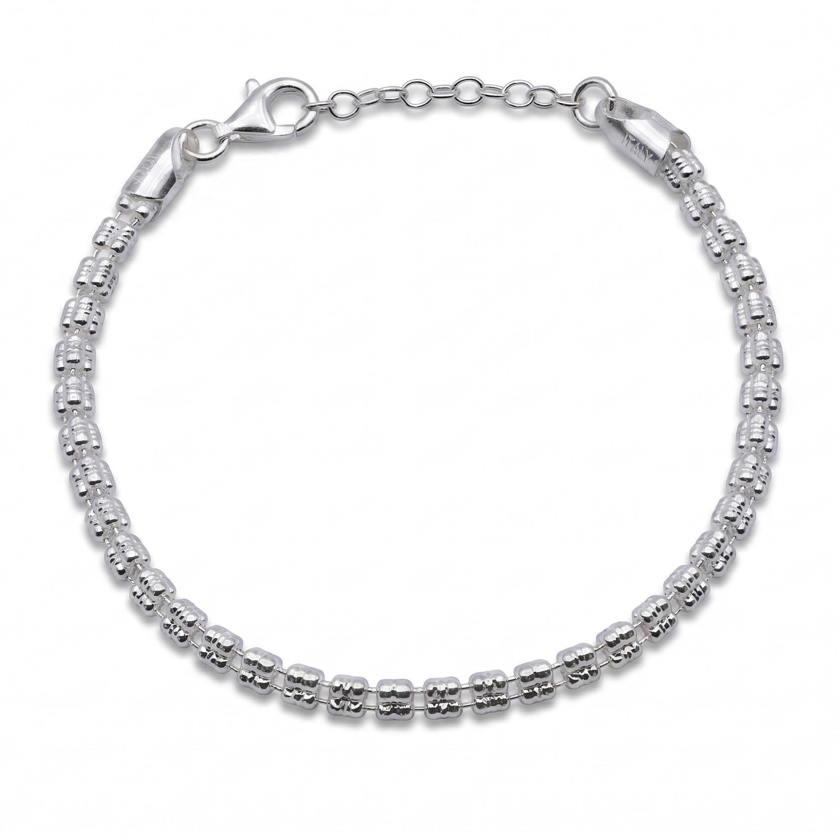 Aka Gioielli - Bracciale Ice Link 4mm Piramide in Argento o Bicolore Oro | Argento 925 Made in Italy, Finitura diamantata, Effetto brillante argento o bicolore oro giallo, Unisex, Lunghezza regolabile