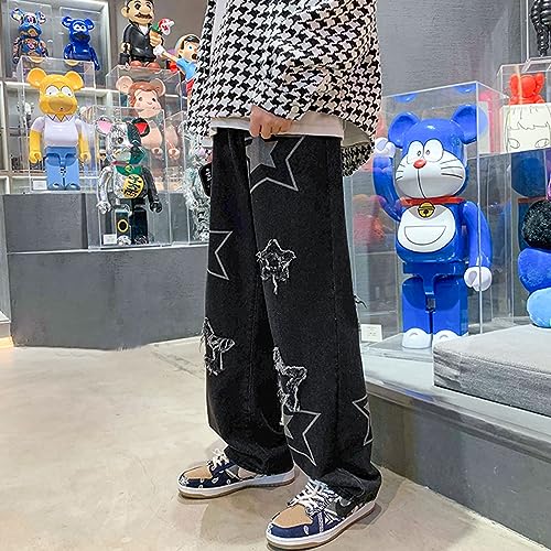 FCOOLYEET Men's Y2K Jeans Hip Hop Baggy Star Denim Pants Grunge Aesthetic Streetwear Jeans Relaxed Fit Trousers3