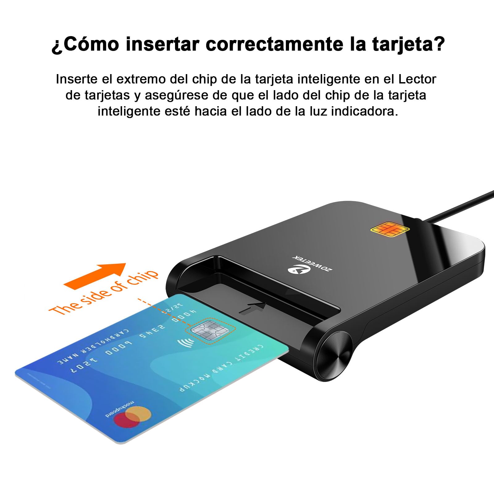 ZOWEETEK Lector dnie electronico con USB,Lector DNI,Compatible con Todas Las Tarjetas de DNI