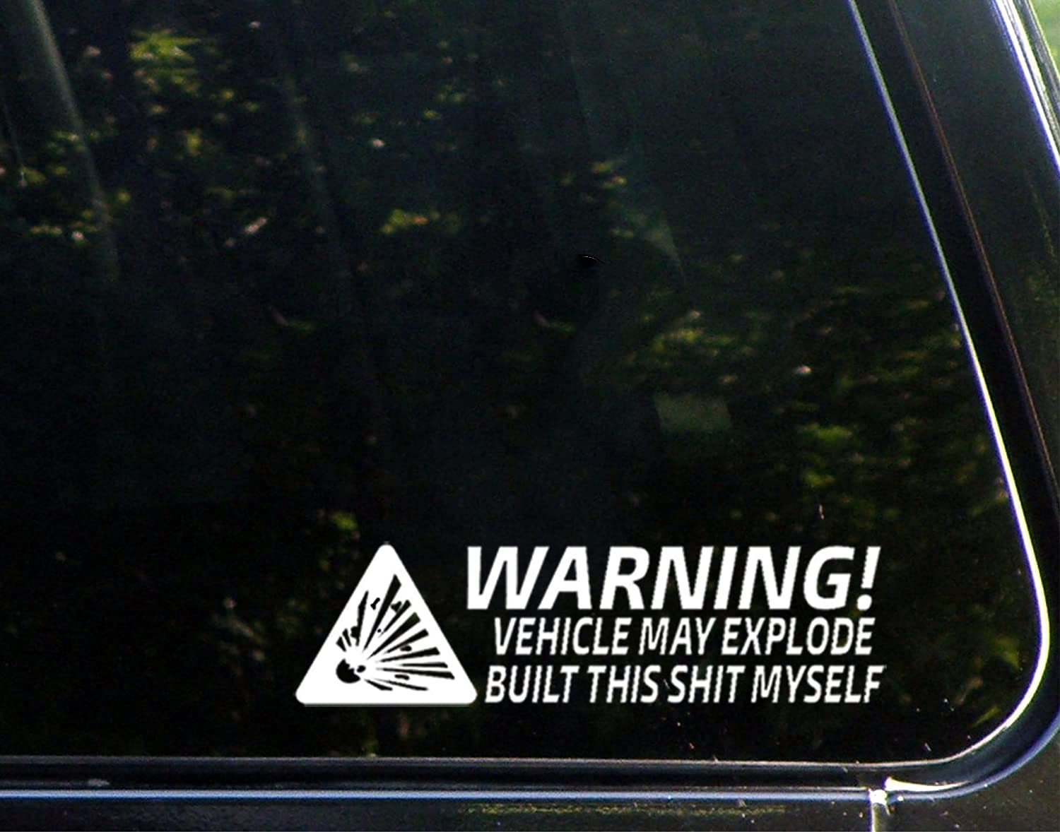 UUSticker 6.5"x2" Warning Vehicle May Explode Vinyl Window Decal Car Window Truck Outdoor Sticker White