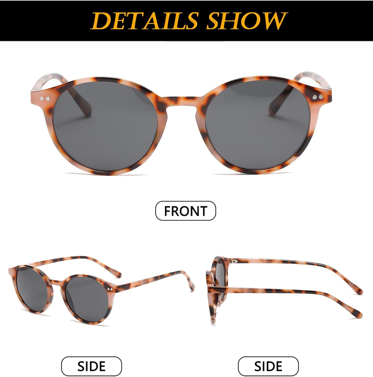 EYLRIM Classic Polarized Round Sunglasses for Women Men Vintage Style Lightweight Circle Frame Sun Glasses - Image 5