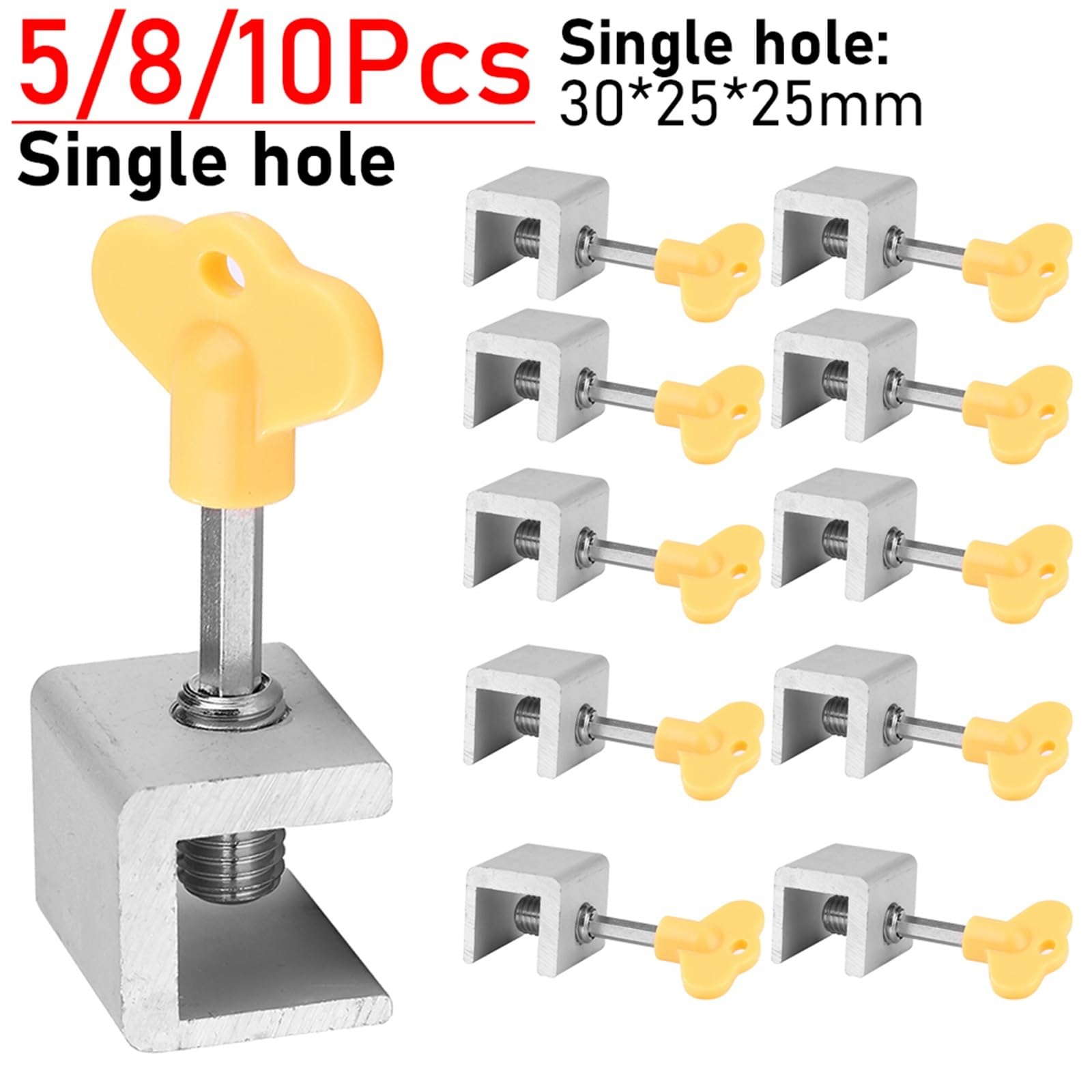 5/8/10Pcs Window Sliding Door Lock Sash Stopper Cabinet Locks Straps Doors Security Anti-theft Safety Für Zuhause(Single hole yellow,5pcs)