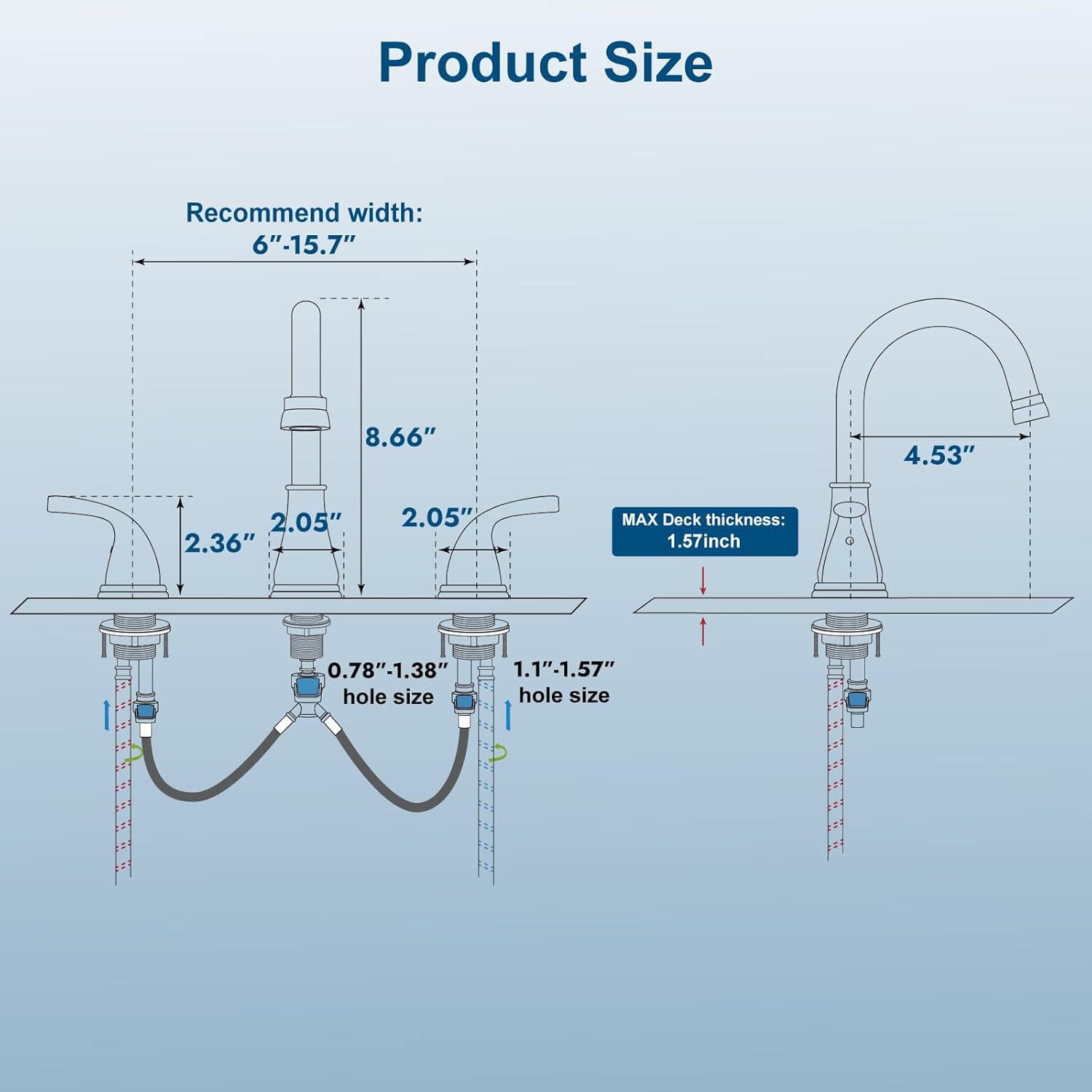 Widespread Bathroom Sink Faucet Deck Mounted 3 Hole 8 inch Bathroom Vanity Faucet 2 Handles Basin Mixer Tap with Pop up Drain,Brushed Nickel - Image 9