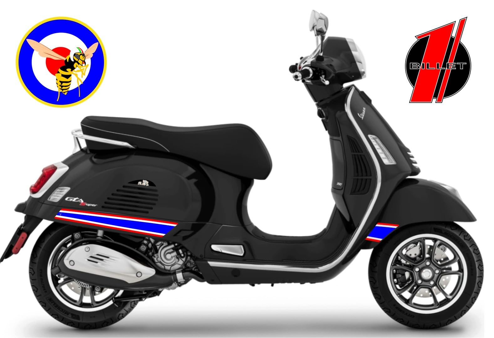 Adesivi Carena Vespa Piaggio DualColorStampe - Kit Completo Grigio 74 Per Modelli PX 125, GTS 300, GTV