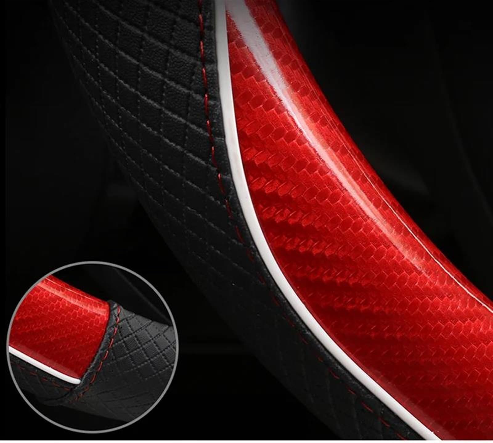 Accessori Per Coprivolante In Pelle Microfibra Antiscivolo Per Interni Auto Per MG 3 5 6 7 ZS HS GS EHS EZS GT EV RX(Red O shape)
