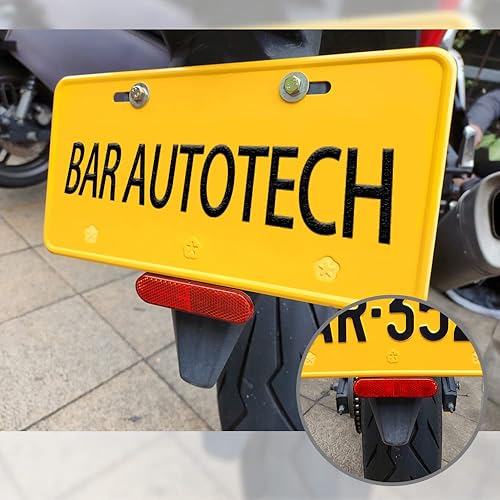 Miniatura 2 de BAR AUTOTECH Placa universal de seguridad para motocicleta con soporte reflector adhesivo de acero inoxidable (03_C-4.92 × 0.71 pulgadas-20)