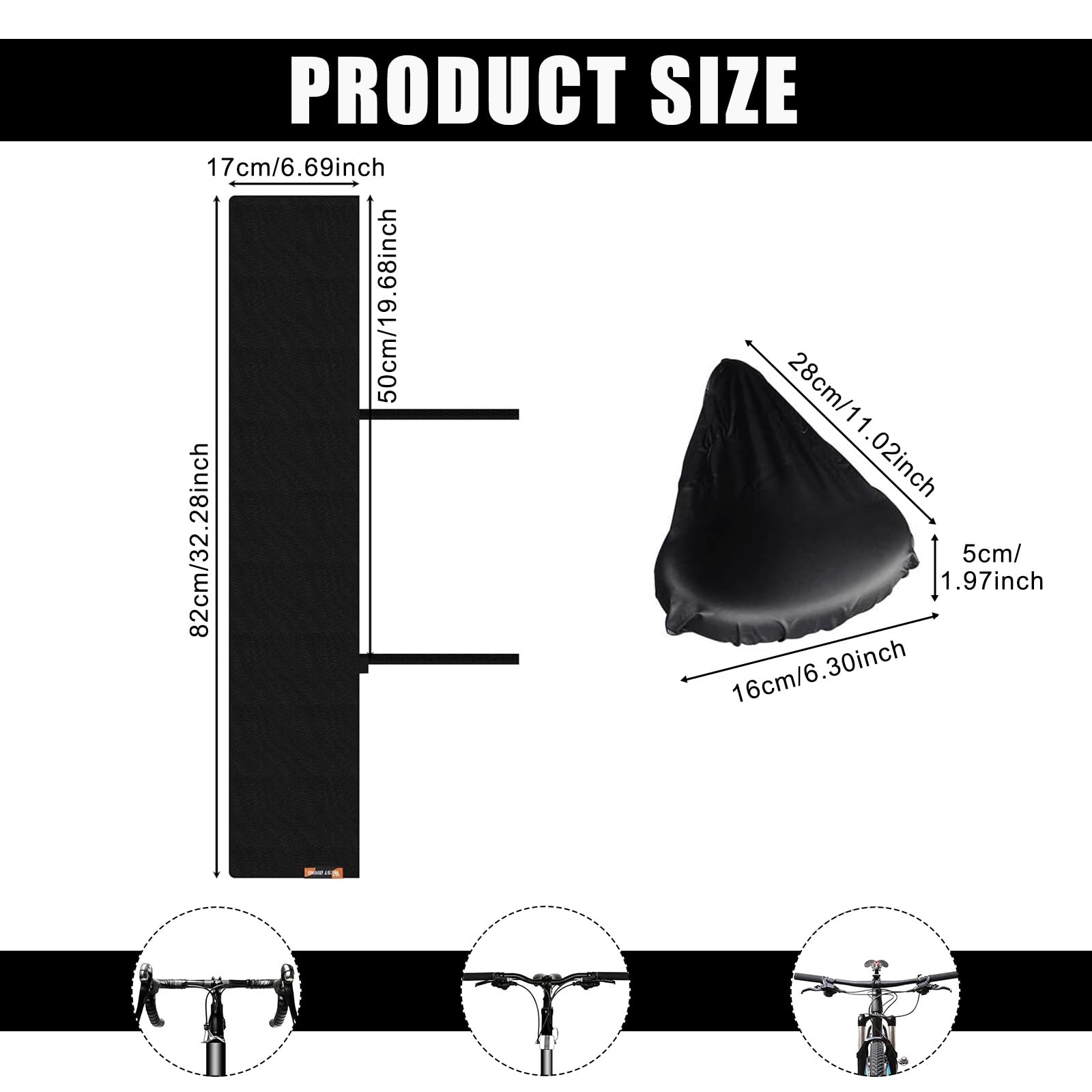 Copertura Protettiva Per Manubrio Bici | Impermeabile Antipioggia | Con Protezione Sella | Chiusura A Velcro