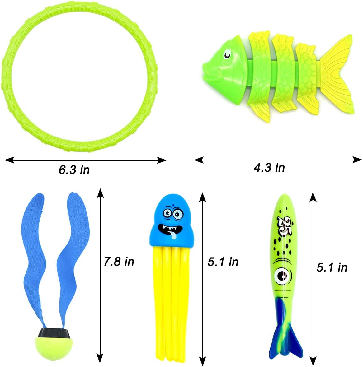 Ecledo 20pcs Diving Pool Toy for Kids Underwater Children's Toys Summer Fun Underwater Sinking Swimming Pool Fish Toys Gift Set : Toys & Games