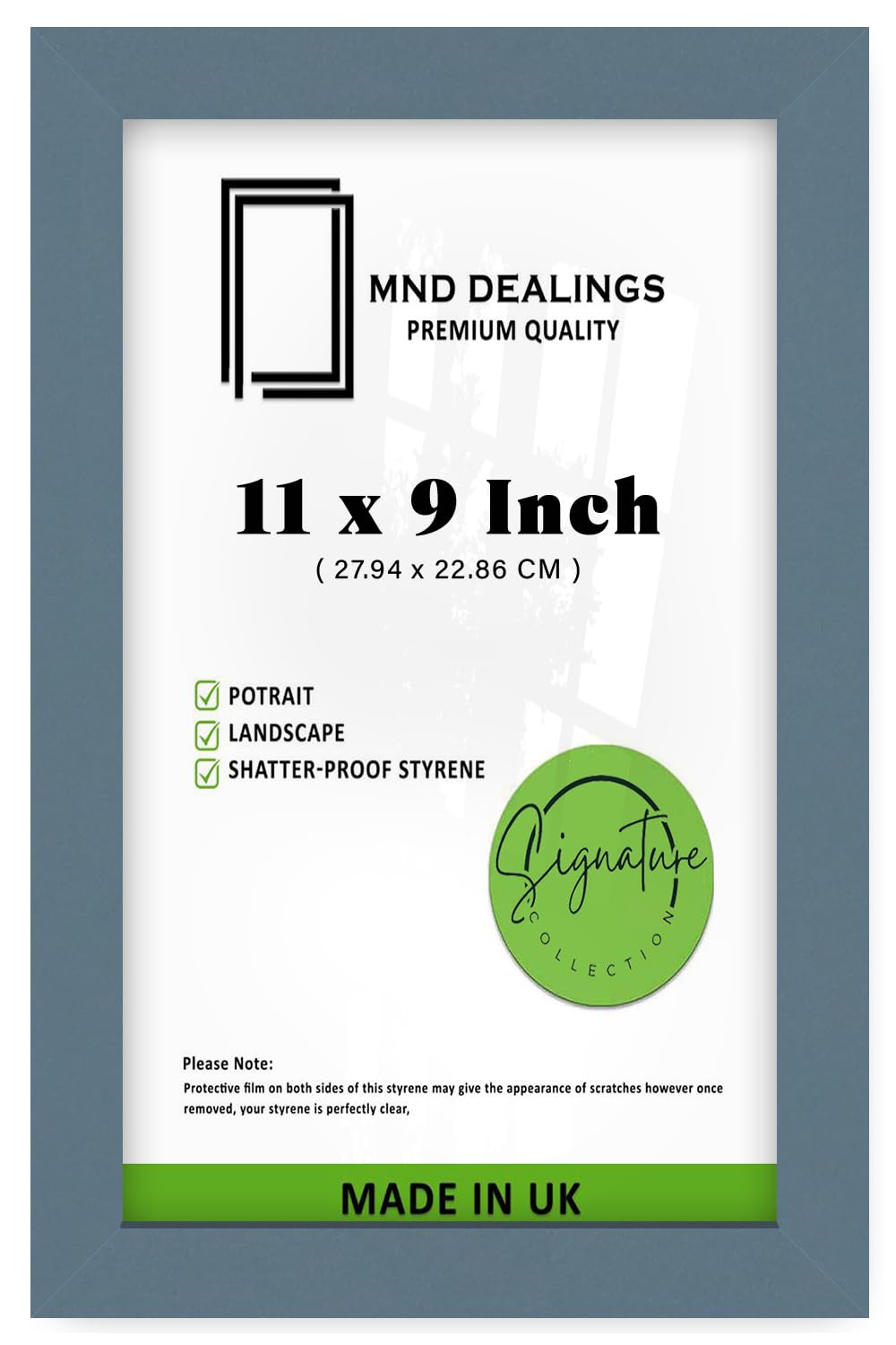MND Dealings | MDF Picture Frame (27.94 x 22.86 CM) Ideal for Art Gallery, Home & Office Wall Décor, Vertical & Horizontal Display, Sleek MDF Wood Texture [ Dark Grey ]