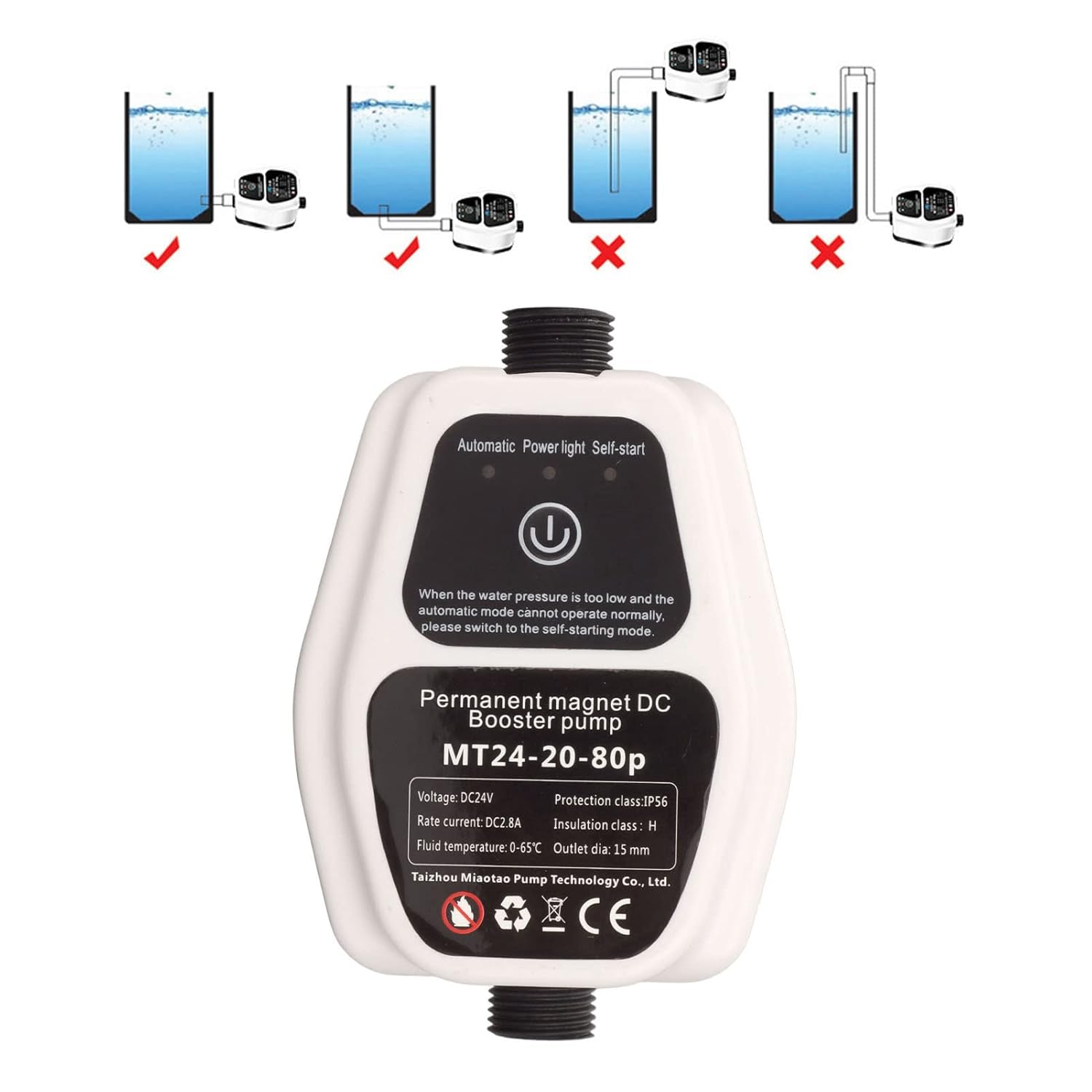 Garden Hose Pressure Booster, 100‑240V US Plug Garden Hose Booster Pump Shower Water Pressure Booster Automatic Water Pressure Shower Boosting Recirculating Wall Mounted DC Pump