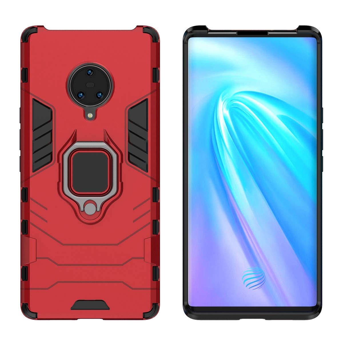 YEESOON Vivo NEX Case, Dual Layer Hybrid Shockproof Protective Case with  Ring Stand Magnetic Car Mount Function Back Cover for Vivo NEX Red