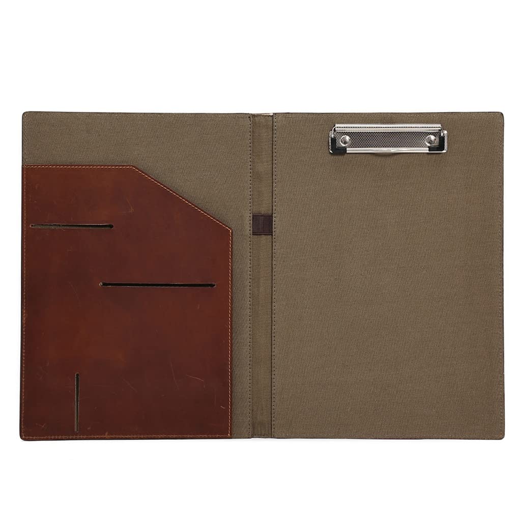 Skórzany teczka biznesowa teczka osobisty organizer z klipsem w formacie A4 portfel do pracy biurowej (kolor: Argento, rozmiar: bez zamka błyskawicznego) (Argento bez zamka błyskawicznego)