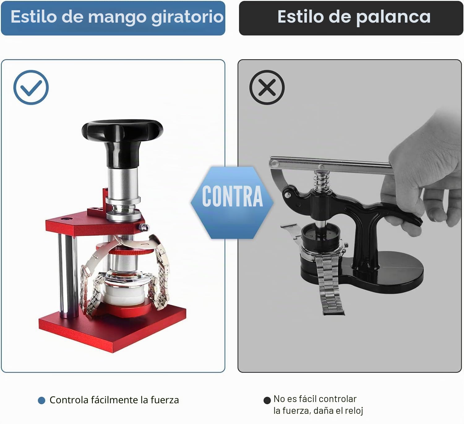 Prensa de reloj, de 18 mm a 50 mm, cierre tipo tornillo, con 20 troqueles para cerrar la tapa trasera del reloj, máquina de cierre trasero, herramienta de banco, bisel de cristal, caja de prensa,