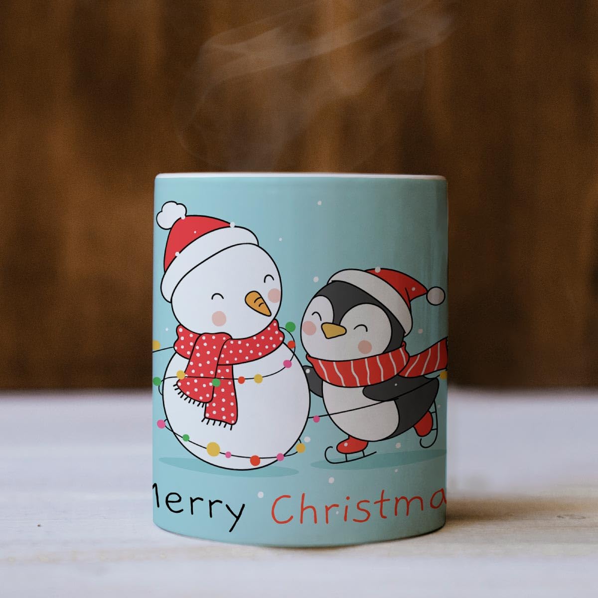 Giftcart Merry Christmas: Penguin Moments Ceramic Ceramic Coffee Mug,(300ml), Christmas & New Year Gift for Friends & Family