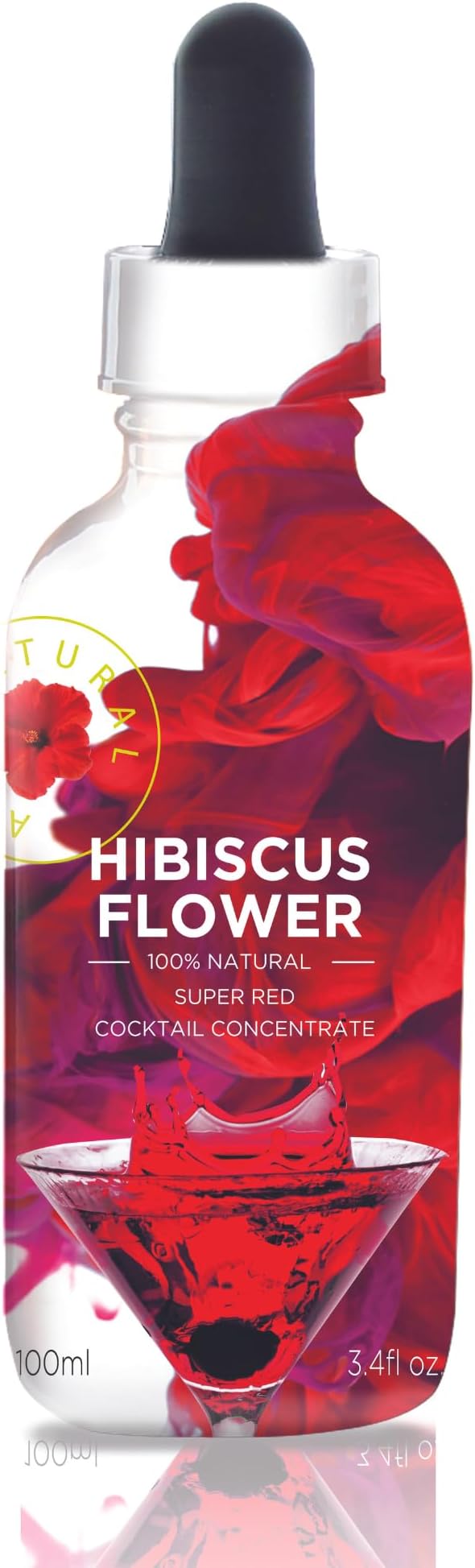 Wild Hibiscus All-Natural Hibiscus Cocktail Concentrate | 3.4 fl oz (100 ml) Bottle | Premium Mixer for Cocktails, Mocktails & Gourmet Drinks