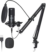 SUDOTACK ST-800 USB Condenser Podcast Microphone Kit: 192kHz/24bit Cardioid Mic for PC/Mac Streaming, Gaming, YouTube, Twitch Plug & Play