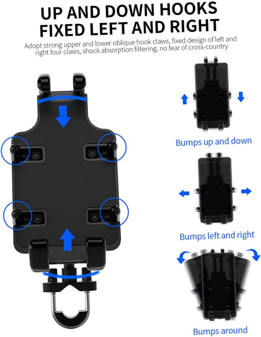 Mikikit Aluminum Alloy Motorbike Phone Mount Holder GPS Navigation Bracket Handlebar Rack for Riders and Off-Road Bikes