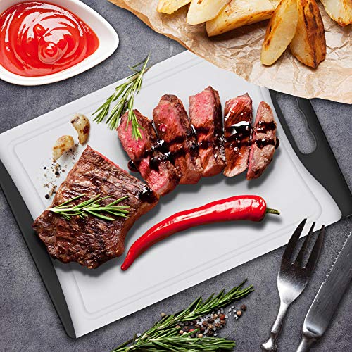 Extra Large Cutting Board, 17.33" Plastic Cutting Board For Kitchen Dishwasher Chopping Board With Juice Grooves Kitchen Cutting Board With Easy Grip Handle, Clear And Black,Xl, Kikcoin #TOP6