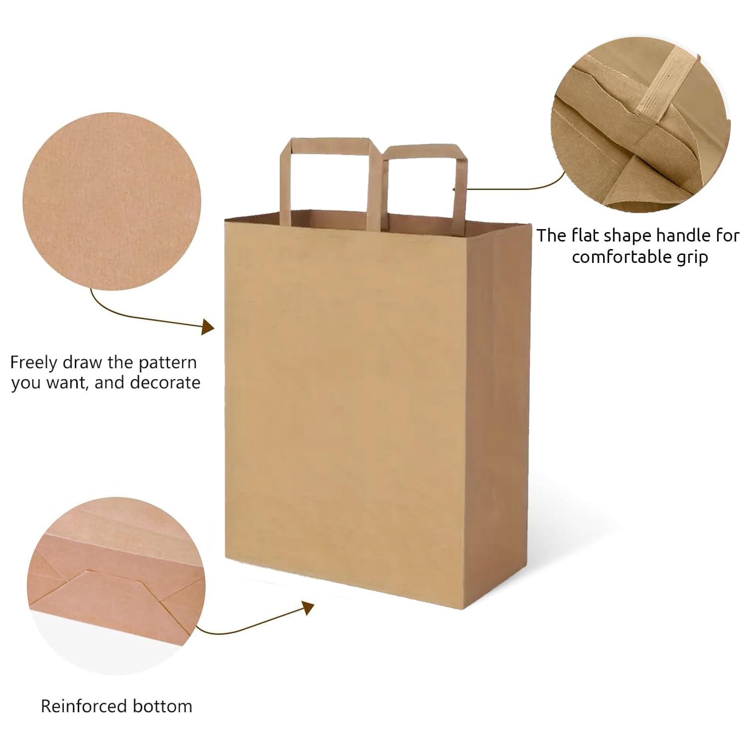 Aakriti Kraft Paper Gift Bags with Flat Handles - Brown 25 Pack, Extra Large (16" x 12" x 5") for Shopping, Home, Office, Retail & Merchandise