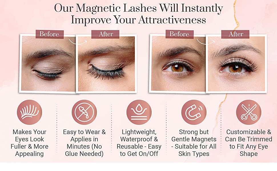 Miniatura 7 de GLAMOURSPARKLES CO. Pestañas magnéticas naturales, 5 pares