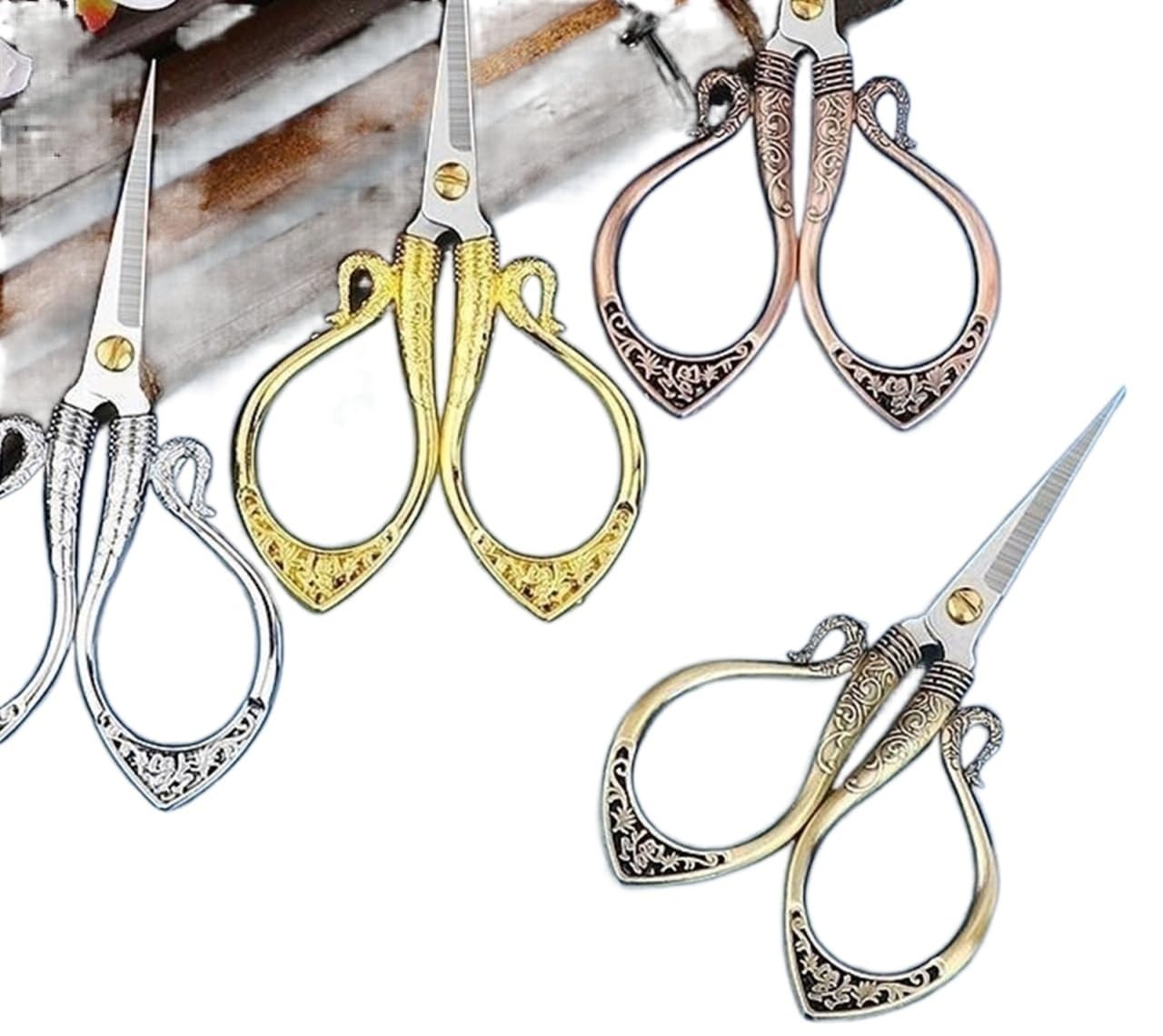 Tijeras para Manualidades, 4 Piezas, Tijeras Negras para Bricolaje, Herramientas de Corte de Hilo de Costura, Costura de Tela