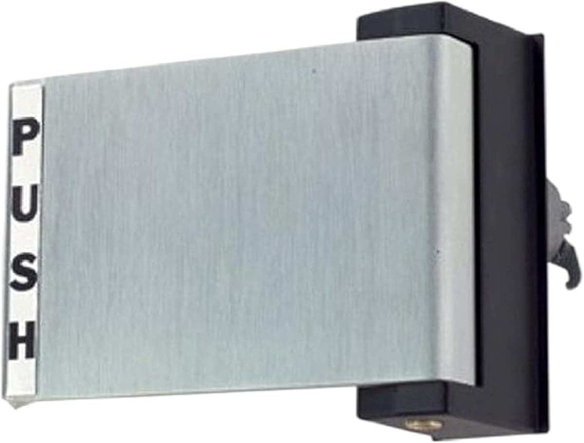 Adams Rite Manija de puerta de escaparate con paleta de empuje, 6 "x4.5", derecha, aluminio, PD | Manija de puerta de salida plateada pulida de 6x4,5 pulgadas para puertas de escaparate Adams Rite, diseño de paleta de empuje grande para uso comercial
