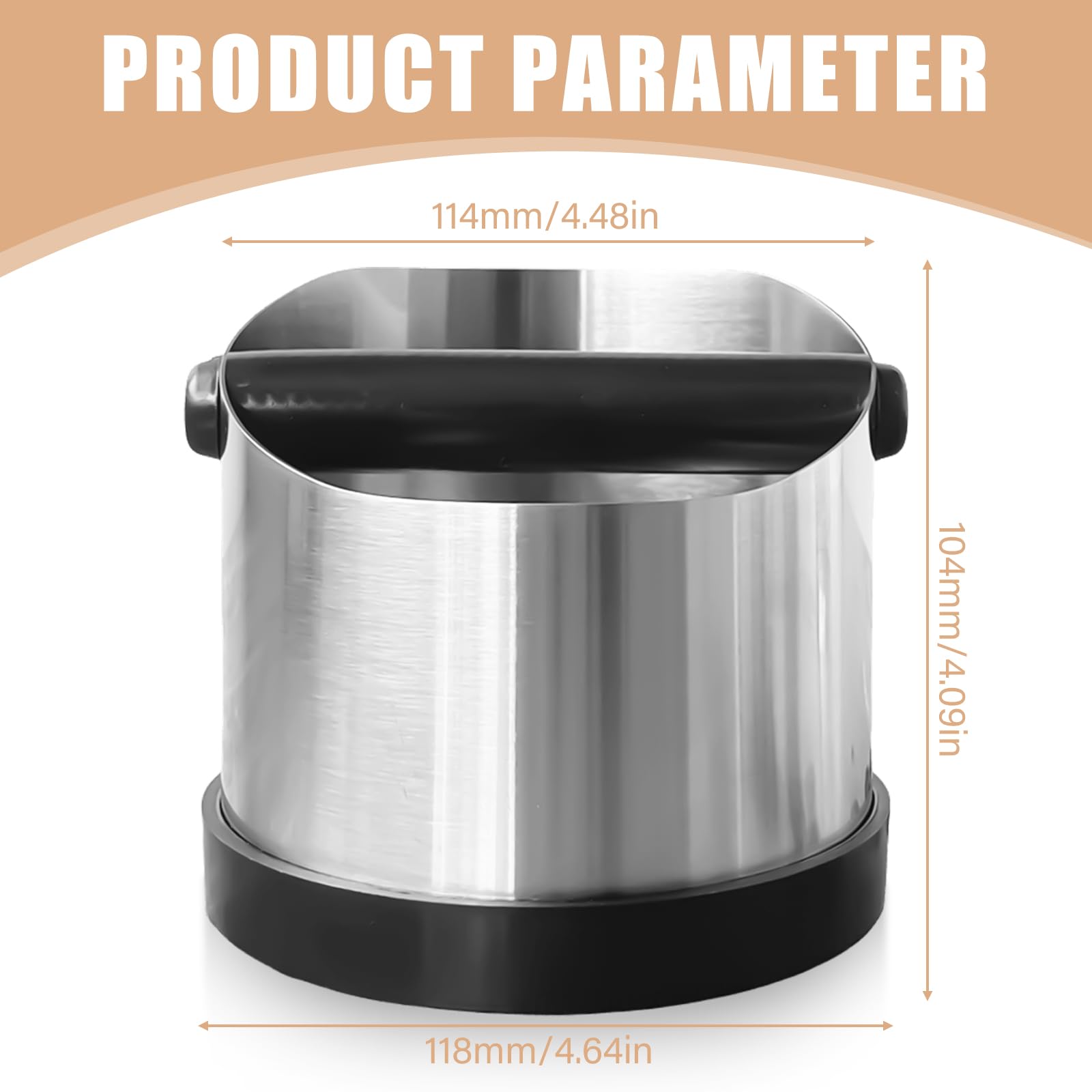 Recipiente para tamiz portafiltros, caja de acero inoxidable, recipiente para posos de café, portafiltros para posos de café, recipiente para portafiltros, accesorios para máquina portafiltros (700 ml