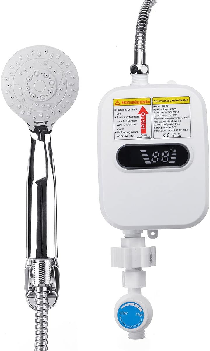 3500W Mini Instant Tankless Electric Shower Hot Water Heater Kitchen Bathroom