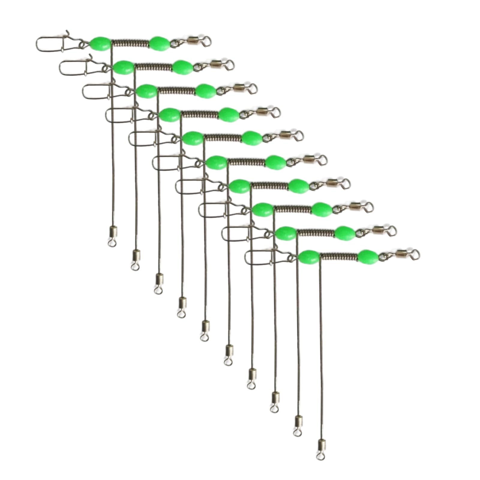 GMBYLBY 10 Pieces Stainless Steel 3 Way T Shape Swivels With Glow Beads T Shape Fishing Line Connectors For Balanced Rigs