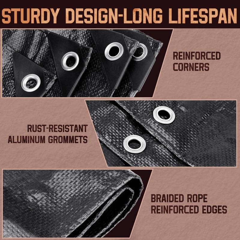 Image of 30x40 FT Tarp Waterproof 8 Mil Poly Tarps Medium Duty Waterproof, UV Resistant & Rip Tear Resistant, Multipurpose Protective Cover with Grommets Reversible for Home Boats Cars Plants