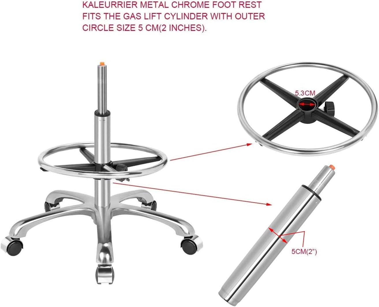Kaleurrier Metal Chrome Foot Rest Foot Ring for Studio Drafting Chair Office Stool Salon Stool,16 inches Diameter