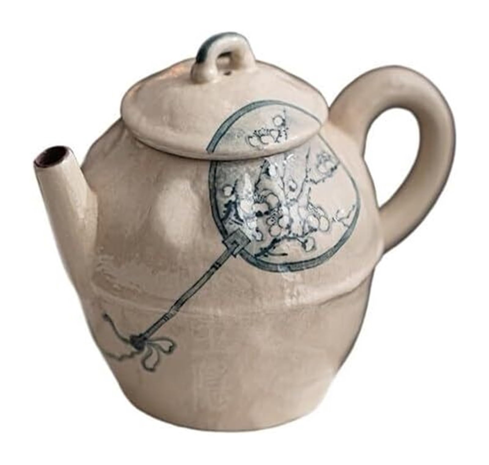 Tetera de cerámica japonesa duradera con diseño retro pintado a mano