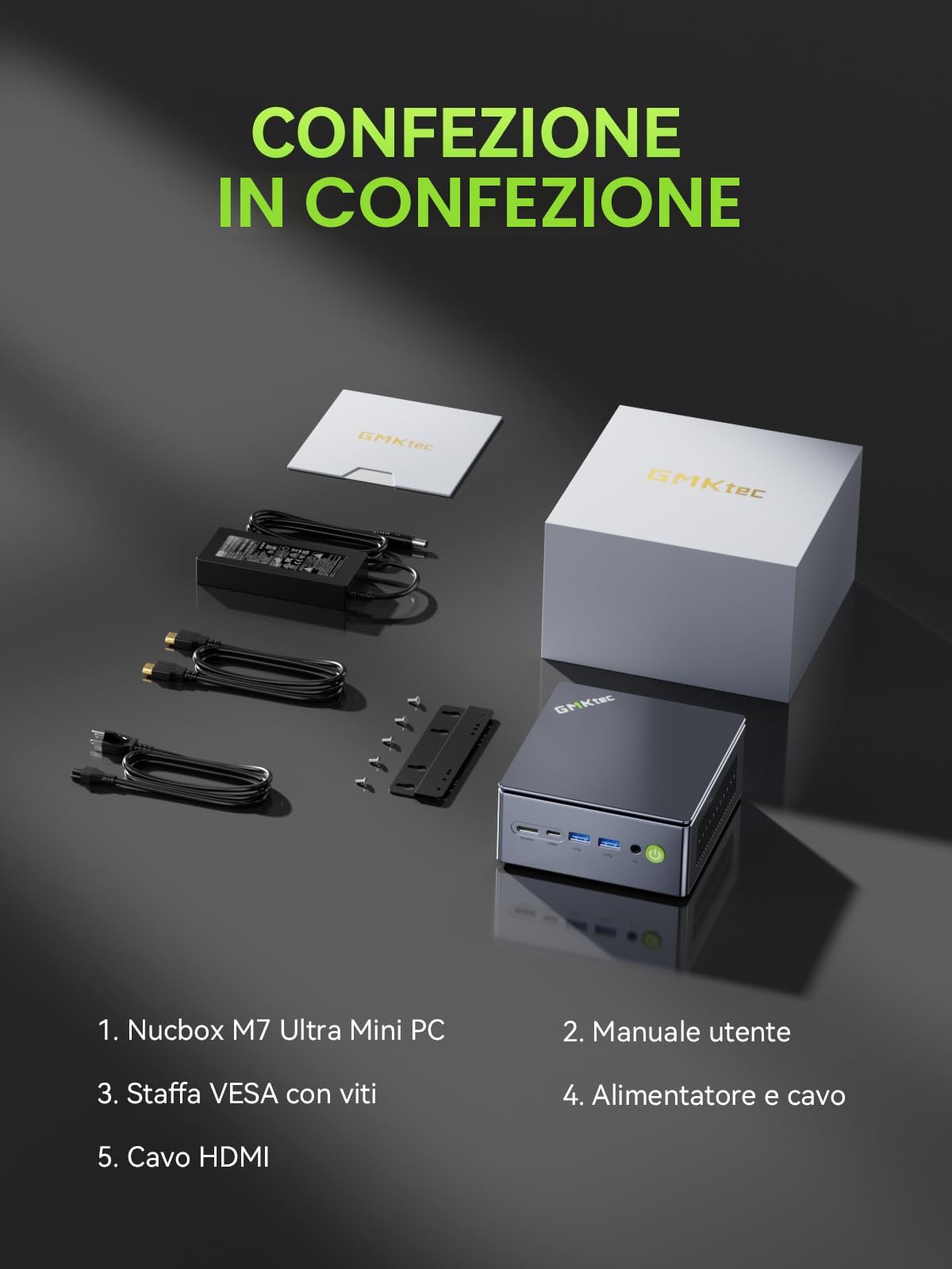 GMKtec Mini PC Gaming, M7 Ultra Ryzen 7 PRO 6850U, 32GB DDR5 RAM + 1TB SSD PCIe, Oculink, Dual LAN 2.5G, Computer Desktop con Dual USB4, HDMI 2.1, USB-C