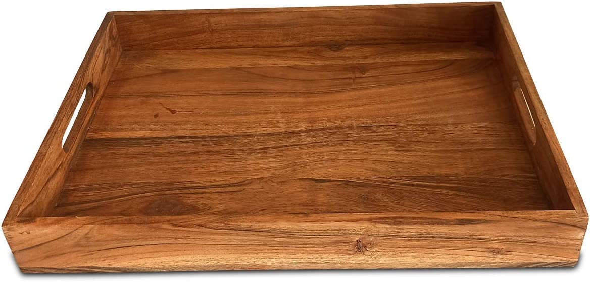 Insight Arts Rectangular Butler Tray for Breakfast in Bed, Large Serving Tray, Wooden, Brown Finish Coffee Table Decor (B0CPJ859BJ) Amazon Price History, Amazon Price Tracker