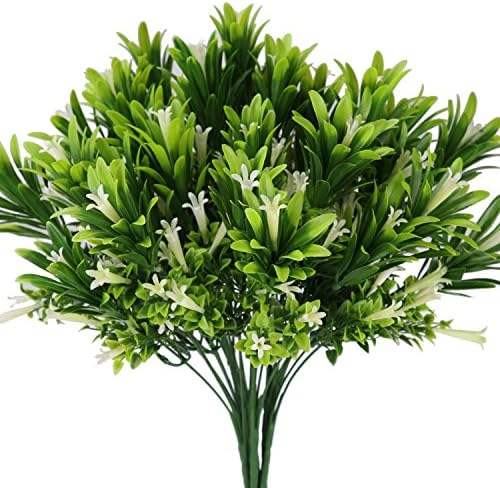 Artificial Lily Flowers Outdoor Plastic Calla White Plants Fake Shrubs Faux Bushes Home Arrangement Kitchen Garden Planter Indoor Cream Decor 4PCS