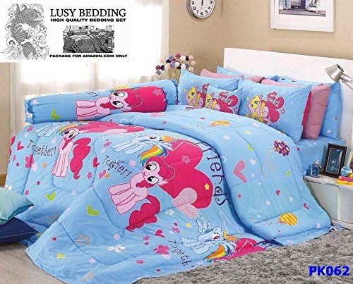 My Little Pony Official Licensed Bedding Set, Bed Sheet, Pillow Case, Bolster Case, Comforter PK062 Set B+1 (QUEEN 60"x78") with "Lusy Bedding" Label