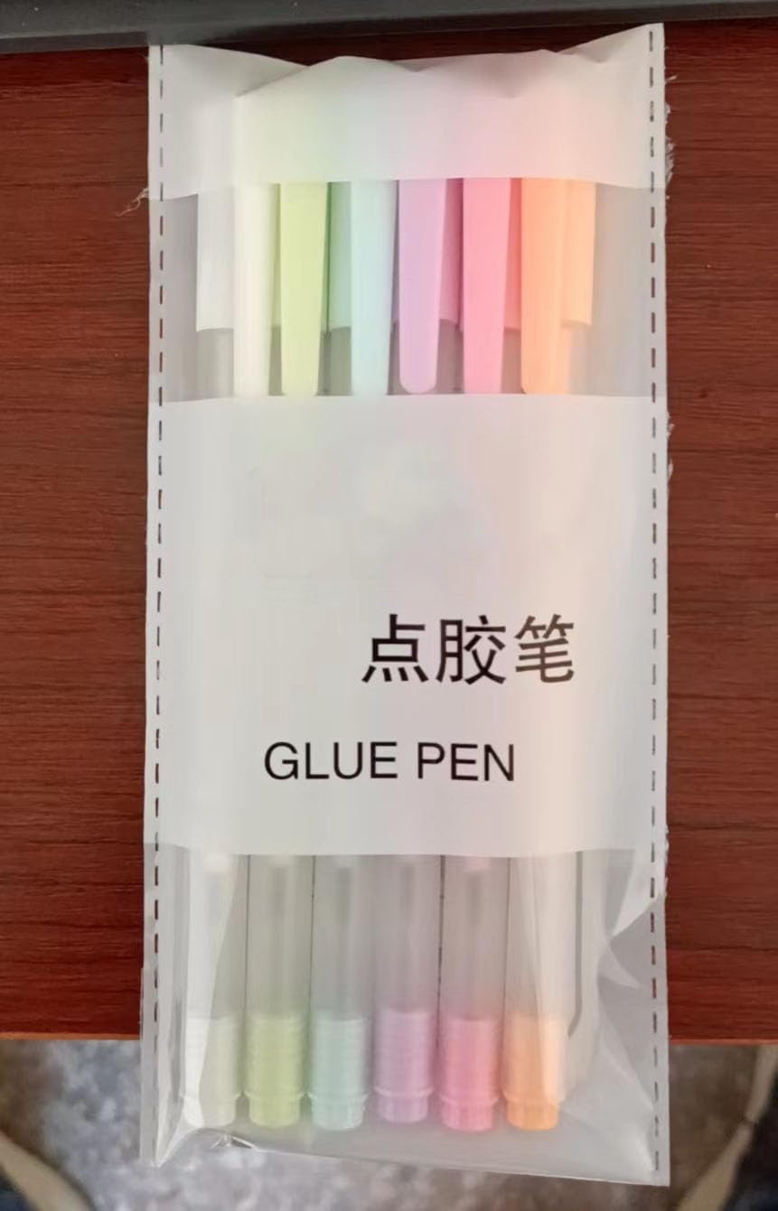 Quick Dry Precision Glue Pen for Scrapbook,Multi-Color Dispensing Adhesive Fine Point Roller Glue Pens for Crafting DIY Drawing Foil-Stamping Papercrafts,Easy Control Handmade Crafting (6pcs)