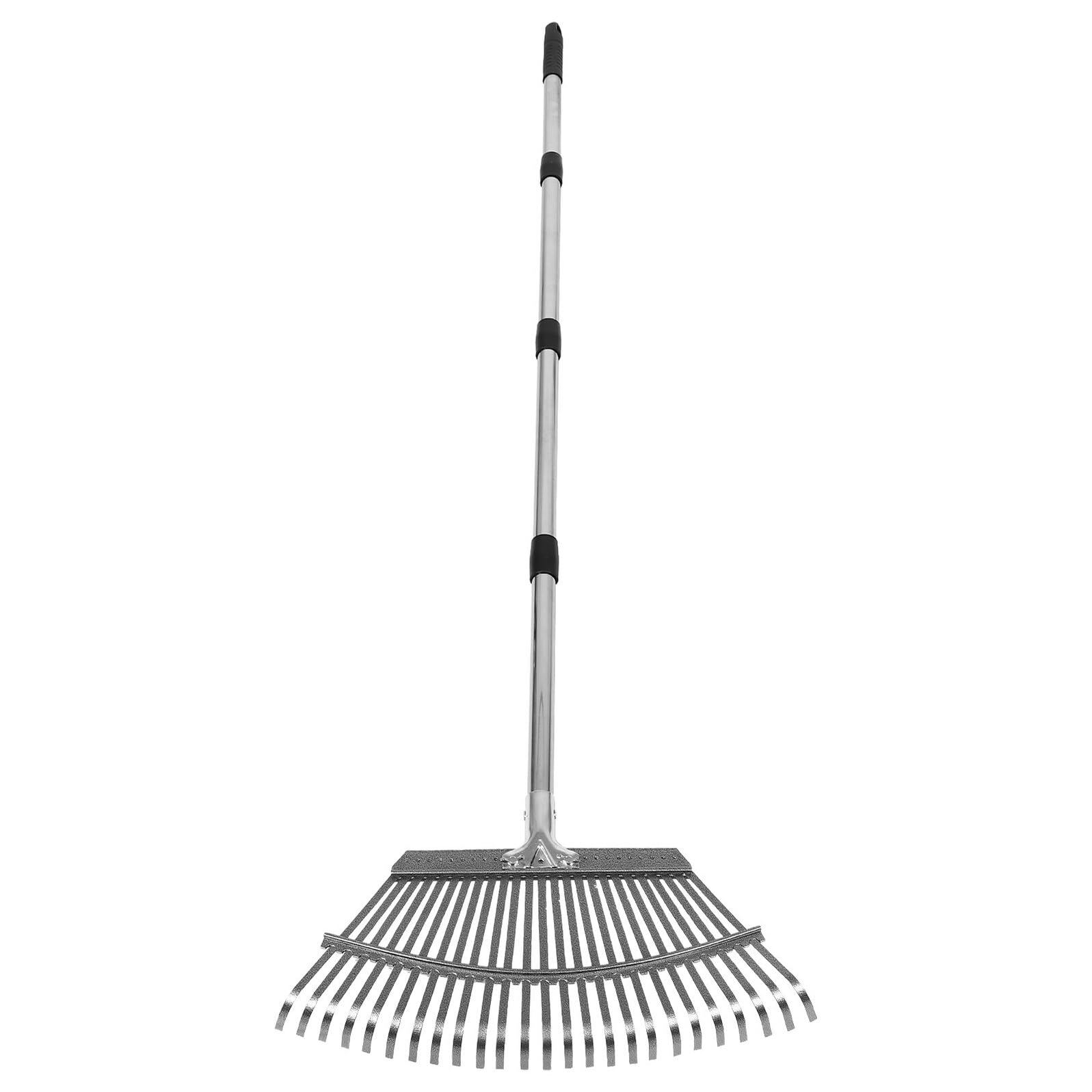 DOITOOL 25 zinken Gartenrechen aus Edelstahl Längenverstellbarer Handrechen für Laub Boden Kompakter Metall Gartenkultivator für Gartengrößen
